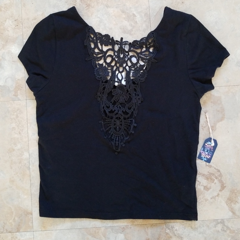 Forever 21 black Lace cut out crop top